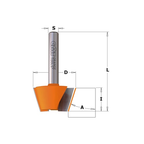 CMT Frez do fazowania / ukosowania Z2 30° D26 I12,7 S8 mm