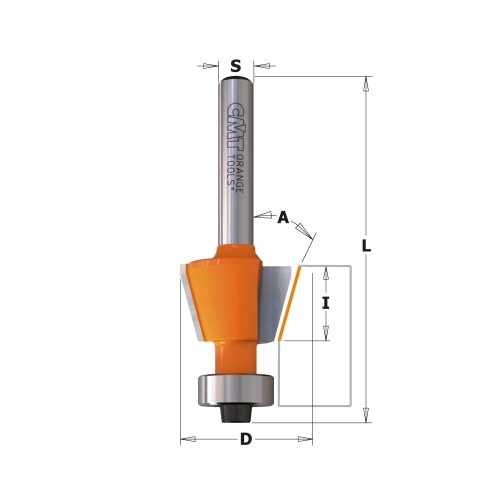 CMT Frez do fazowania / ukosowania z łożyskiem Z2 15° D18,5 S6 mm