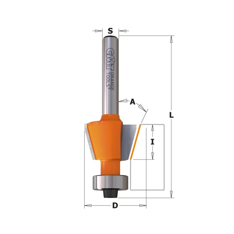 CMT Frez do fazowania / ukosowania z łożyskiem Z2 15° D18,5 S6 mm