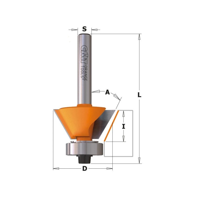 CMT Frez do fazowania / ukosowania z łożyskiem Z2 30° D26 S6 mm
