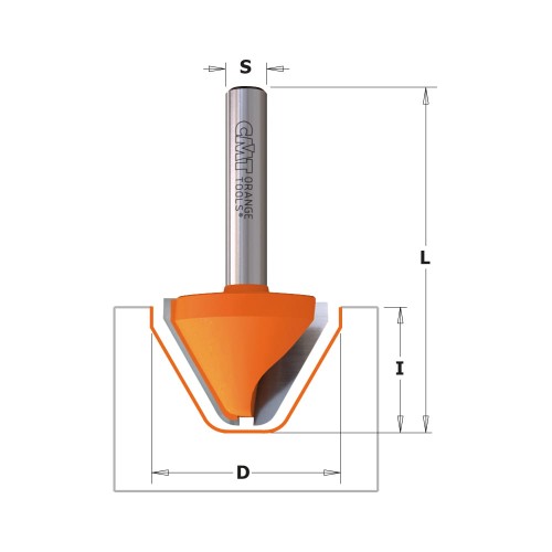 CMT Frez do grawerowania / fazowania 60° D25,4 I19 S6 mm