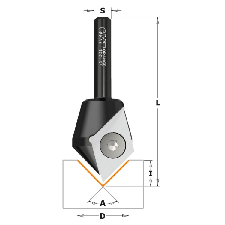 CMT frez do grawerowania na wymienne ostrze Z1 90° D23 S8 mm