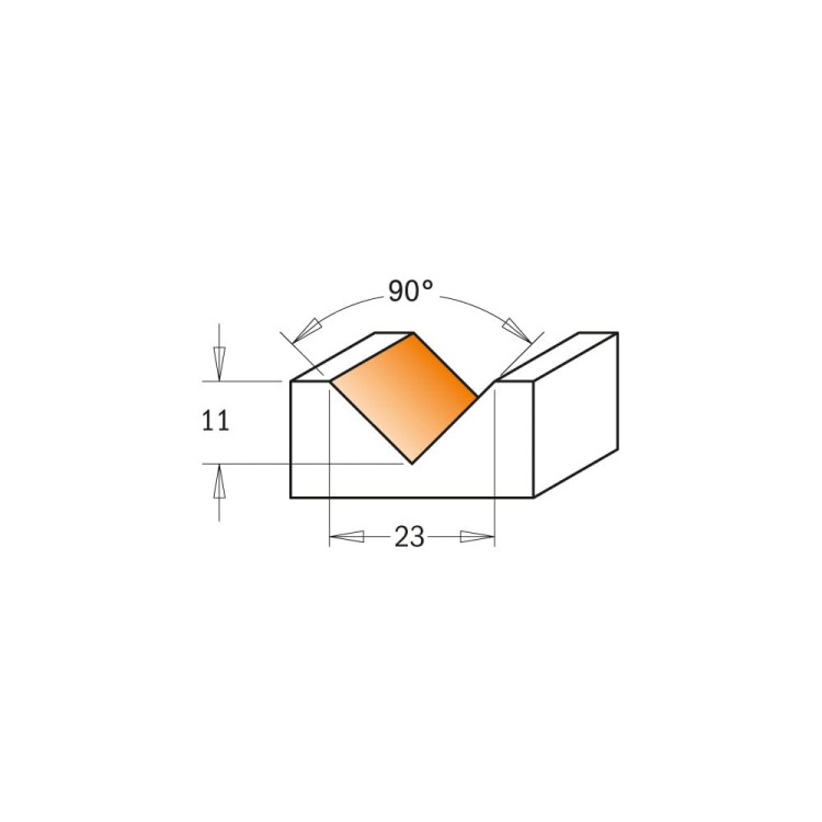 CMT frez do grawerowania na wymienne ostrze Z1 90° D23 S8 mm