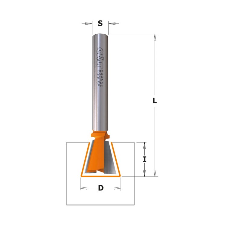 CMT Frez do połączeń na jaskółczy ogon D19 I22 S12 mm