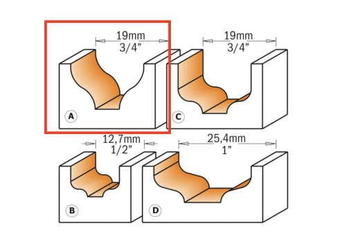 CMT Frez dekoracyjny do frontów D12,7 I8 S8 mm