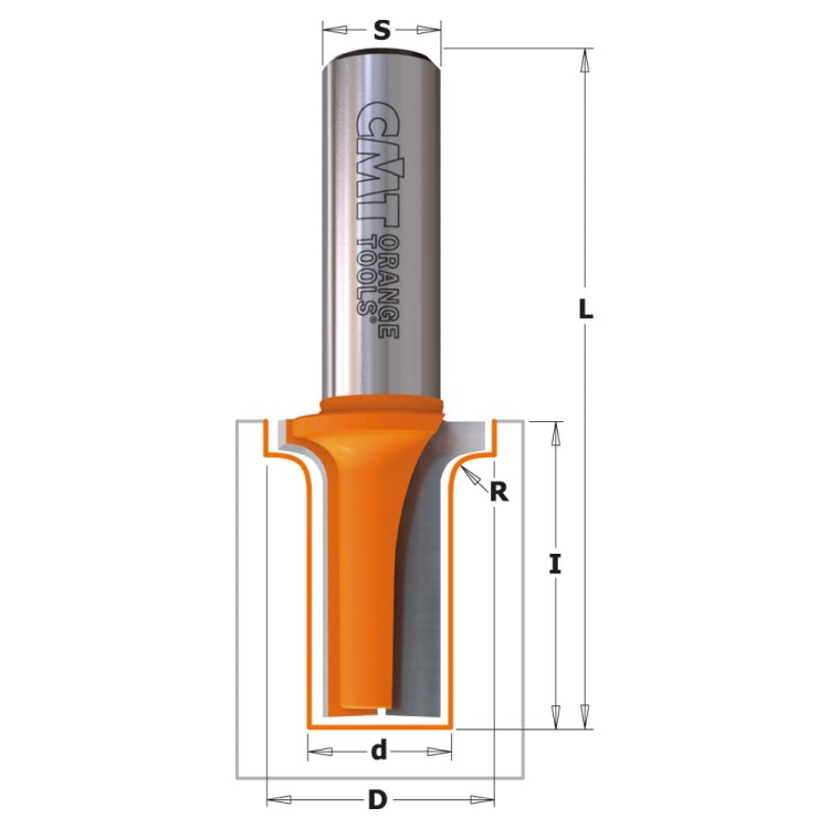 CMT Frez dekoracyjny zaokrąglający D22 R3,2 S12 mm typ D