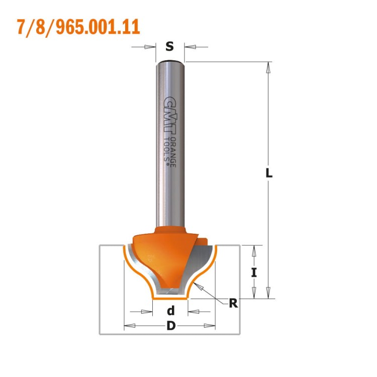 CMT Frez dekoracyjny rowkujący D19 R6,4 S12 mm