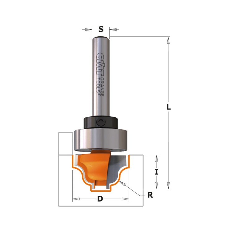 CMT Frez dekoracyjny z łożyskiem D28,6 R4 S12 mm PROFIL B