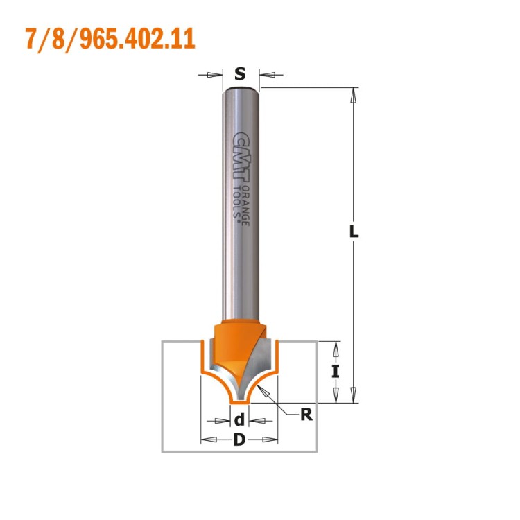 CMT Frez dekoracyjny rowkujący D10 R5 S8 mm