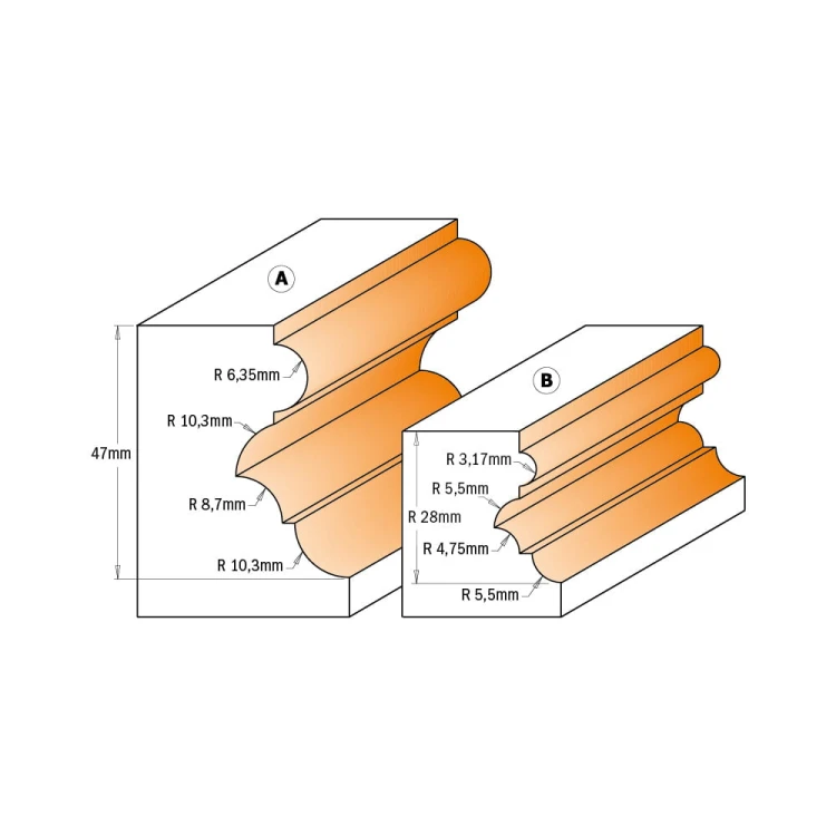 CMT Frez dekoracyjny multiprofilowy D38,1 I28 S12 mm Profil B