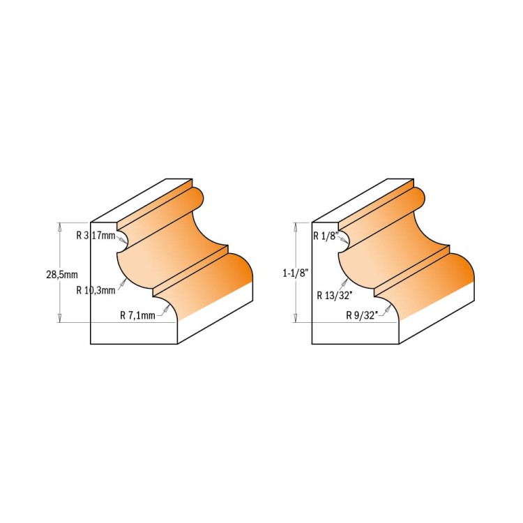 CMT Frez dekoracyjny multiprofilowy D47,5 I28,5 S12 mm