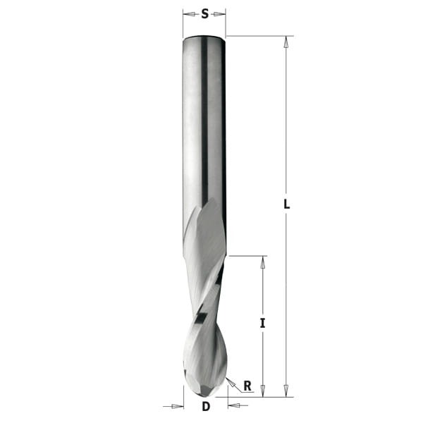 CMT Frez spiralny z kulistym czołem Z2 R6 D12 L80 S12 mm / pozytyw