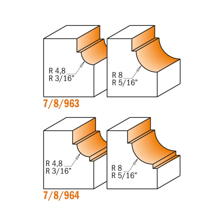 CMT Frez dekoracyjny z łożyskiem D31,7 R8 S6 mm