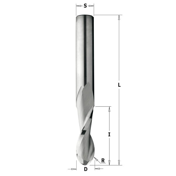 CMT Frez spiralny z kulistym czołem Z2 R5 D10 L80 S10 mm / pozytyw