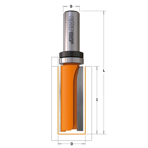CMT Frez prosty z łożyskiem górnym Z2 D19 I50,8 S12 mm / drewno / płyta wiórowa