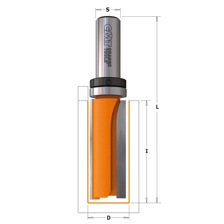 CMT Frez prosty z łożyskiem górnym Z2 D19 I50,8 S12 mm / drewno / płyta wiórowa