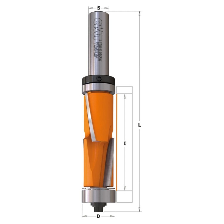 CMT Frez prosty z łożyskiem górnym i dolnym Z2+2 D19 I50,8 S12 mm / drewno / płyta wiórowa