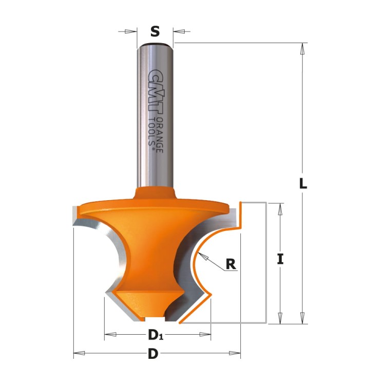 CMT Frez zaokrąglający / fazujący półwałek R4 D23,8 S12 mm