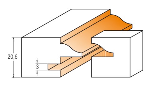 Zestaw frezów do wpustów na szybę S8 mm