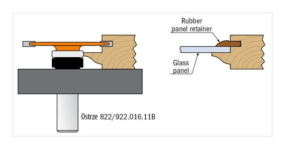 Zestaw frezów do wpustów na szybę S8 mm