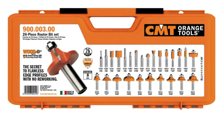 CMT Zestaw 26 frezów prostych i profilowych S8 mm