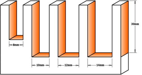 CMT Zestaw 5 frezów prostych z wymiennym ostrzem S8 mm