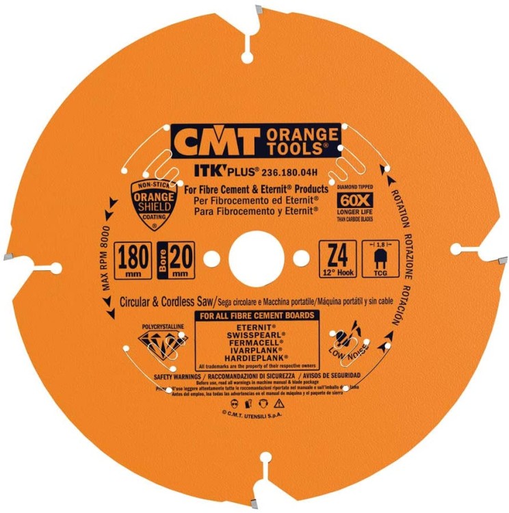 236.180.04H CMT Piła DIA 180x20x4Z / włókno-cement / GK / eternit®