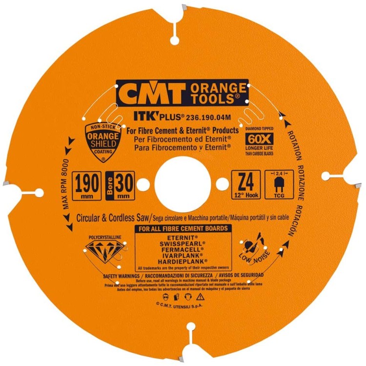 236.190.04M CMT Piła DIA 190x30x4Z / włókno-cement / GK / eternit®