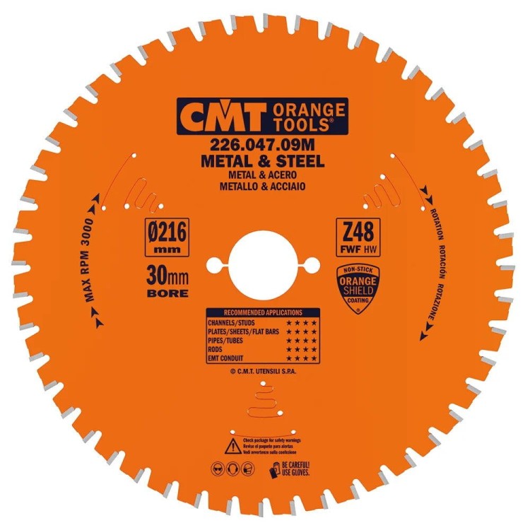 226.047.09M CMT Piła HM do STALI 216x30x48Z / STAL STANDARD