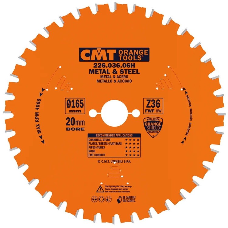 226.036.06H CMT Piła HM do STALI 165x20x36Z / STAL STANDARD