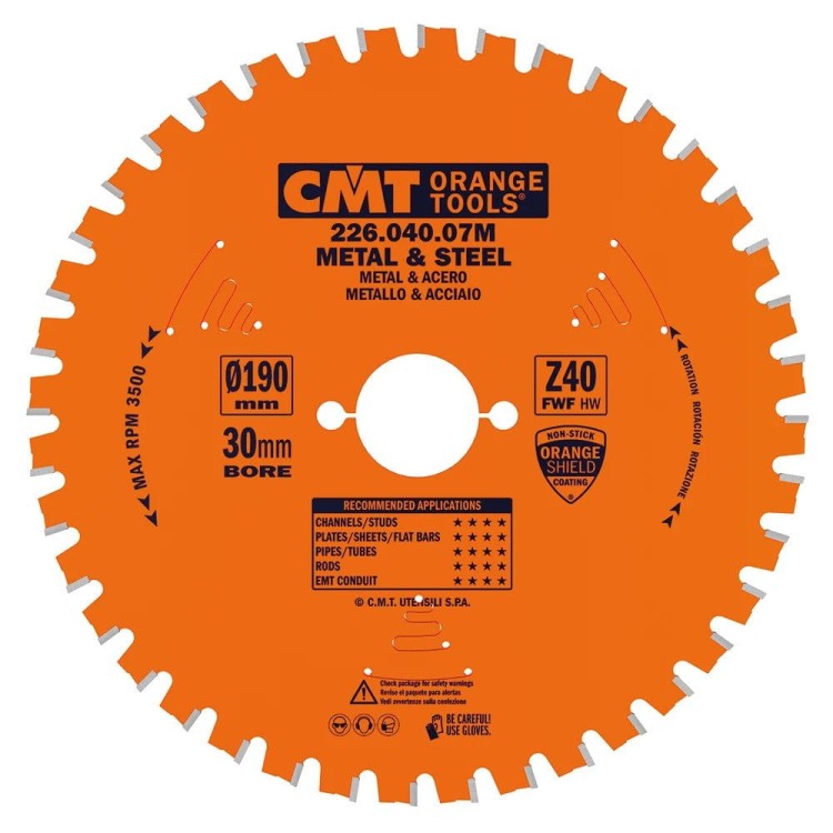 226.040.07M CMT Piła HM do STALI 190x30x40Z / STAL STANDARD