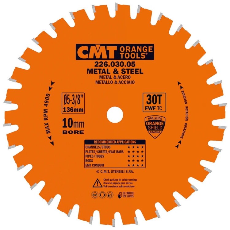 226.030.05 CMT Piła HM do STALI 136x10x30Z / STAL STANDARD