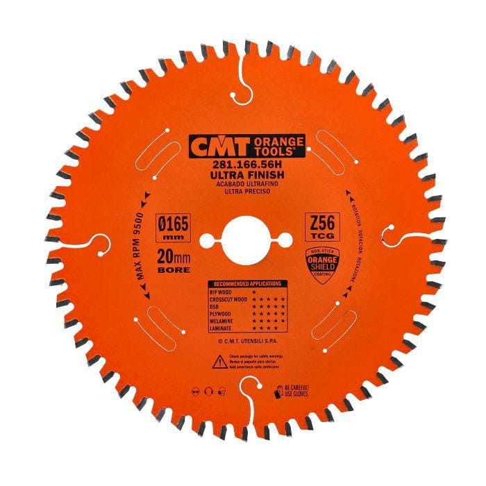 CMT Piła HM do płyty wiórowej / MDF 165x20x56Z -3° Negatyw