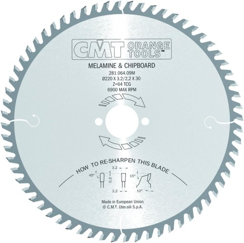 CMT Piła HM do płyty wiórowej / MDF 220x30x64Z