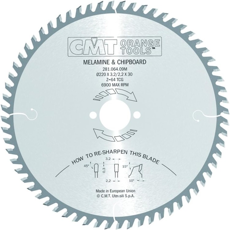 CMT Piła HM do płyty wiórowej / MDF 220x30x64Z