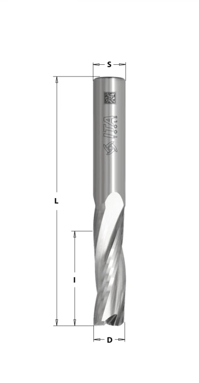 ITA TOOLS frez spiralny wykańczający do drewna / płyty / PCV Z3 D8 I52 L100 S8 mm / pozytyw