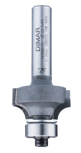 DIMAR frez ćwierćwałek z łożyskiem Z2 D22,7 B12 L50 R5 d8 1099075