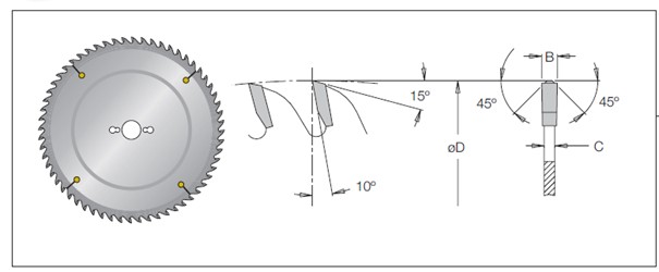 DIMAR piła tarczowa DFS do płyt laminowanych D250 B3,2 c2,2 d30 a10° Z80 95006106 — widok 2