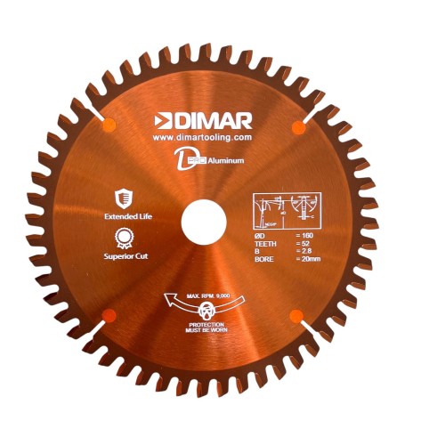 DIMAR piła tarczowa do aluminium MFSAN Copper Coating D160 B2,8 c2,2 d20 a-6° Z52 90215353