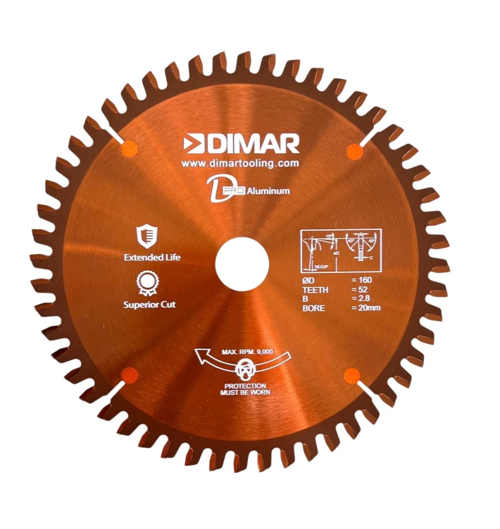 DIMAR piła tarczowa do aluminium MFSAN Copper Coating D160 B2,8 c2,2 d20 a-6° Z52 90215353