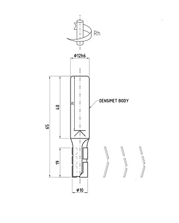 DIMAR frez diamentowy do nestingu Z3 D10 B19 L65 d12 RH S6838.010.19 — widok 2