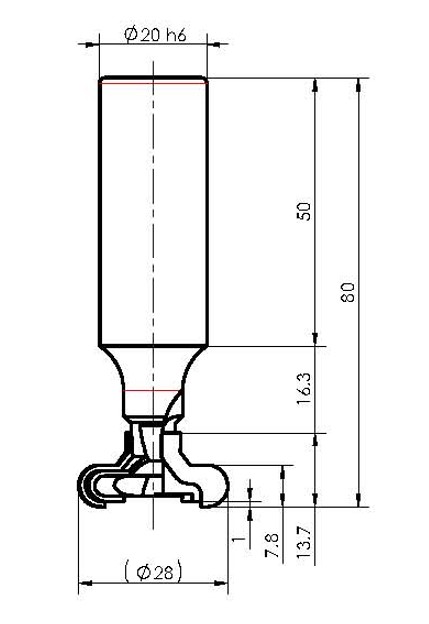 DIMAR frez diamentowy do rowków T Z2+2 D28 B13,7 L80 d20 R3,4 T-slot E RH S6850.028.13 — widok 3