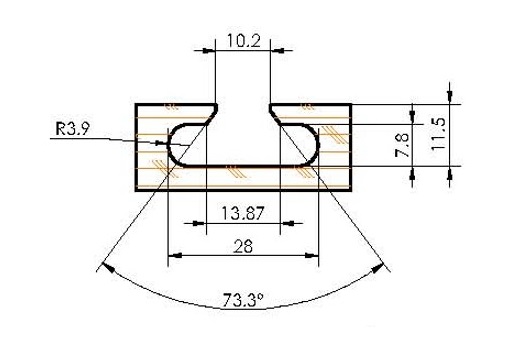 DIMAR frez diamentowy do rowków T Z2+2 D28 B13,7 L80 d20 R3,4 T-slot E RH S6850.028.13 — widok 4