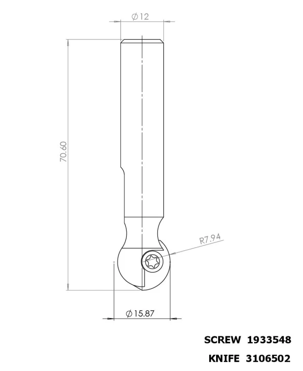 DIMAR głowica kulista Z2 D16 B14 L70 d12 R8 1063649 — widok 6