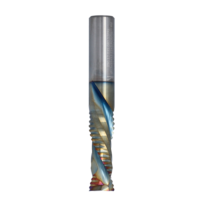 ITA TOOLS frez spiralny kompresyjny pozytyw + negatyw Z2+2 D12 I35 L80 S12 zgrubny powłoka Platinum