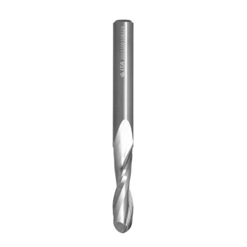 ITA TOOLS frez spiralny kulisty R3,17 do aluminium i tworzyw sztucznych pozytyw Z2 D6,35 I25,4 L63,5 S6,35 wykańczający