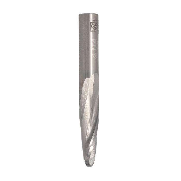 ITA TOOLS frez spiralny kulisty R6 do aluminium i tworzyw sztucznych pozytyw Z2 D12 I42 L90 S12 wykańczający