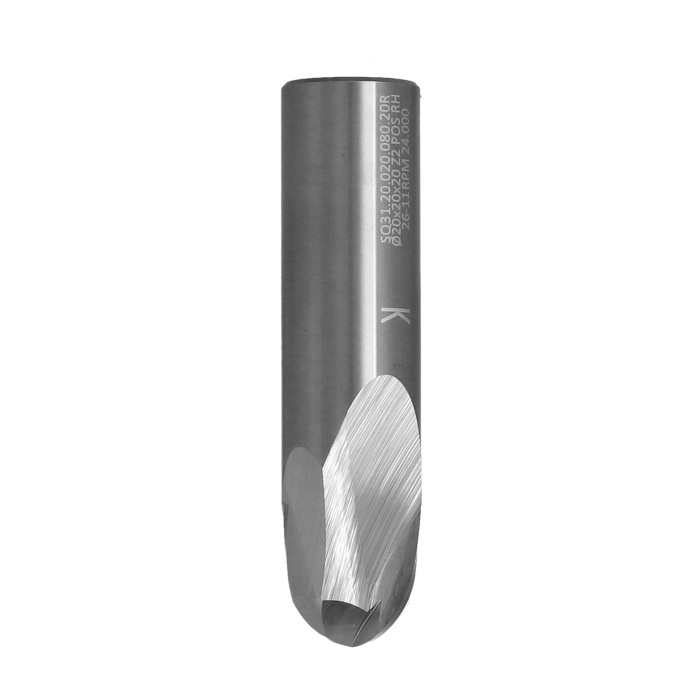ITA TOOLS frez spiralny kulisty R10 do aluminium i tworzyw sztucznych pozytyw Z2 D20 I20 L80 S20 wykańczający