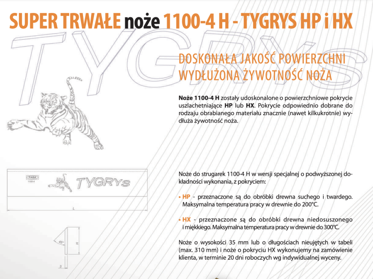 FABA noże do strugarek PREMIUM 100x30x3 mm / HSS18%