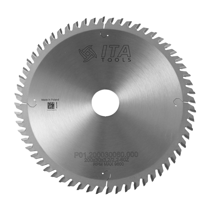 ITA TOOLS piła HM do poprzecznego cięcia drewna D200 F30 K3,2 P2,2 a15° NS (ATB) Z60